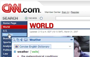 Pop-up after right-clicking at the cursor position (user can select what appears)