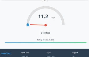 running an internet speed-test on the website 