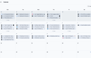 Calendar view with advanced filtering per tags, platforms and more