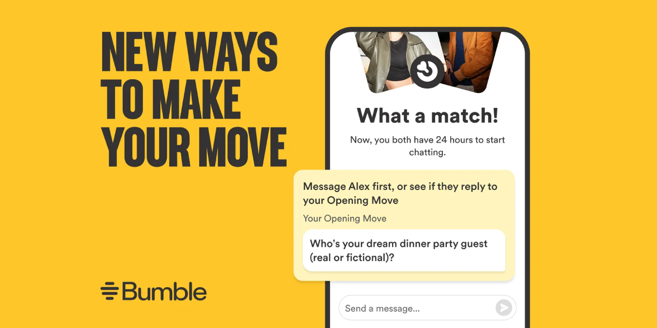 Bumble's new "Opening Move" feature offers prewritten conversation