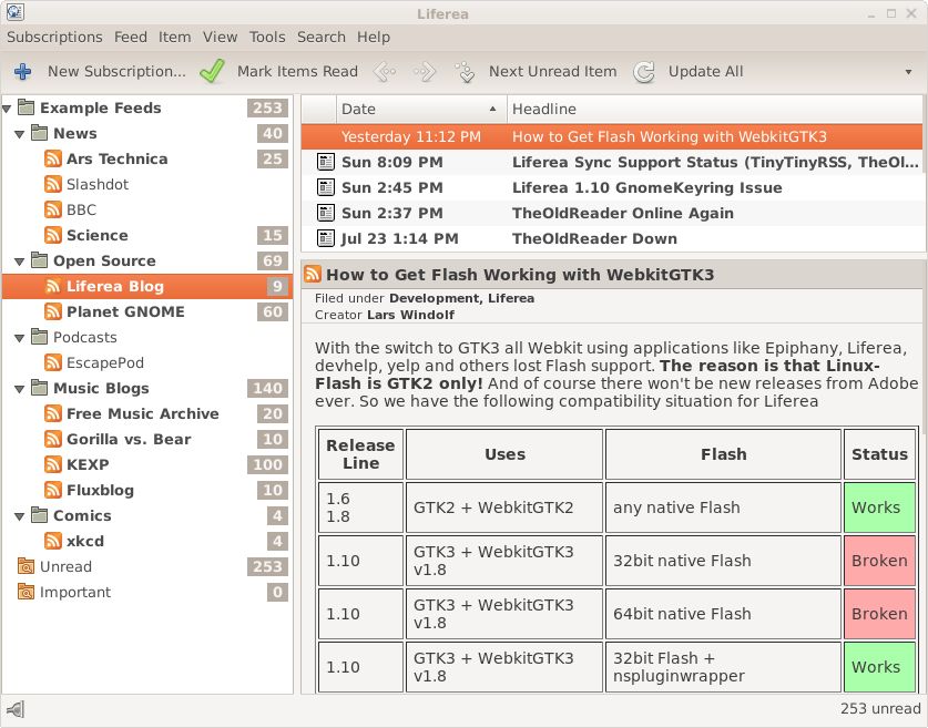 Linux read only file. Rss клиент что это. аналог flash в linux. feed and read. ри блог.