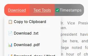 Transcript download options