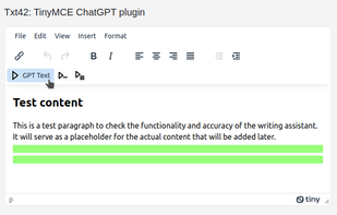 Txt42 GPT plugin for TinyMCE