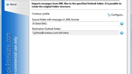 Free and easy imports messages from EML format to the specified Outlook folder.