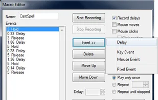 Customize your macros by inserting delays and events.
