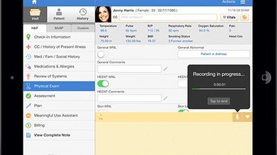 iPad EHR interface.