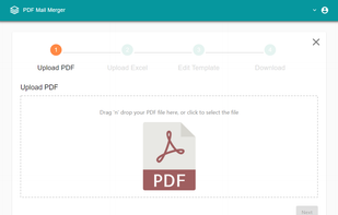 The wizard guides you through the simple process (Upload PDF file)