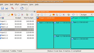 Task square map showing budget (release 0.72.0 on Ubuntu)