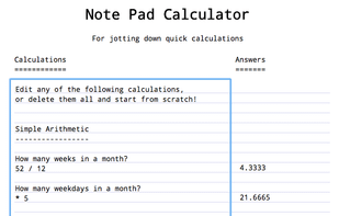 Notepad Calculator screenshot 1