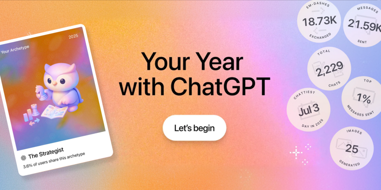 OpenAI launches yet another annual recap for ChatGPT, inspired by Spotify Wrapped