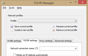 Main window - TCP/IP settings tab (TCP/IP Manager v4.0.0.22)