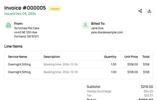 Scritches invoice