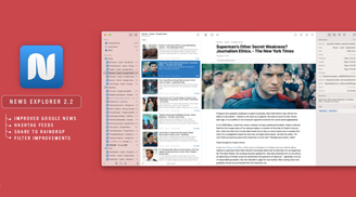 News Explorer enhances Google News RSS, adds hashtag feeds and Raindrop sharing image