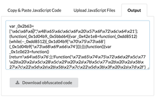 The obfuscated resulted code.