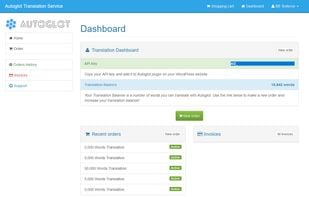 Control panel: Dashboard